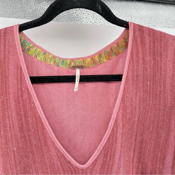 Free People Sundae Rose Linen Blend V-Neck Bell Sleeve Pullover Sweater Size XS - Picture 8 of 12
